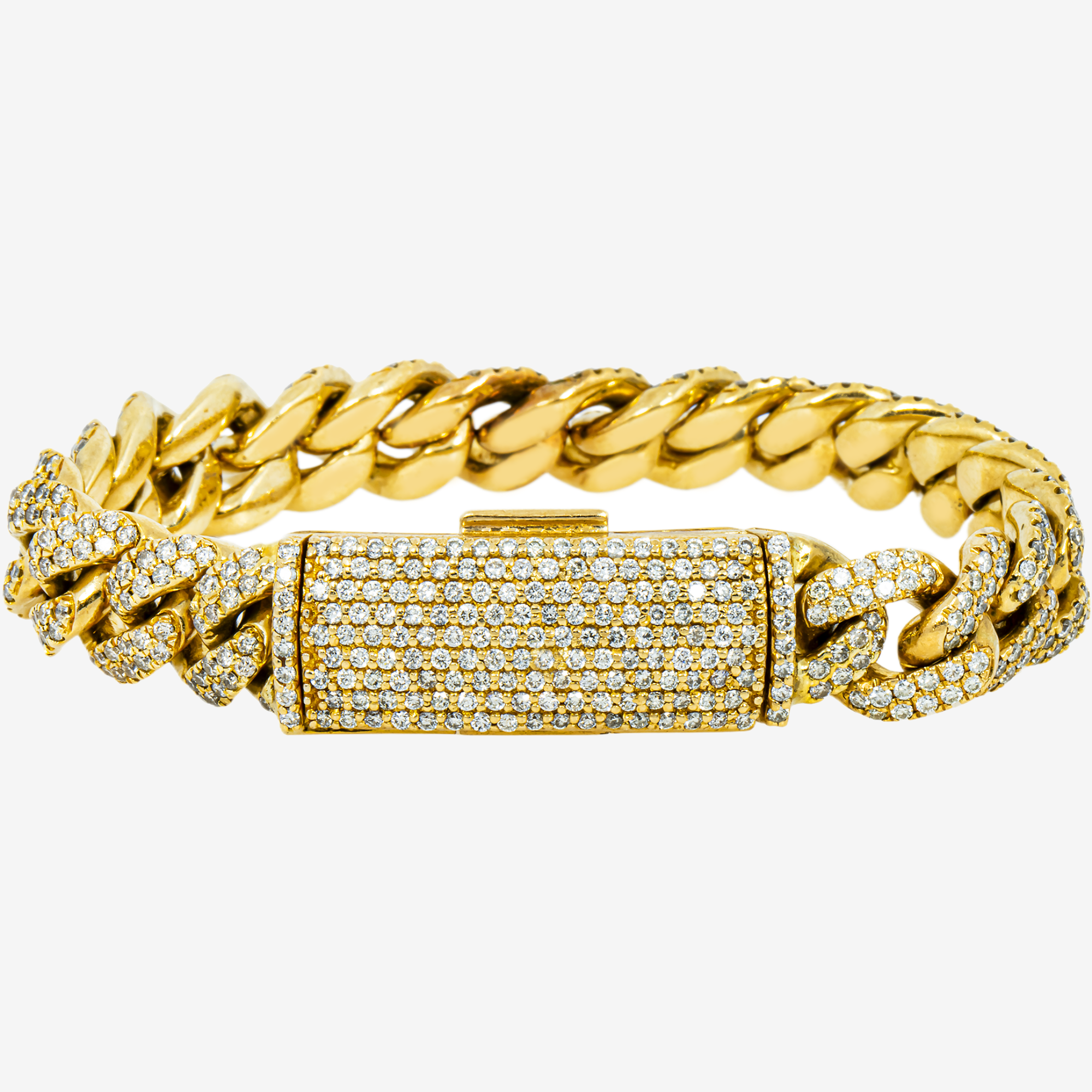 14K YELLOW GOLD 7.25" / 11.5MM CUBAN BRACELET WITH 11CT DIAMONDS