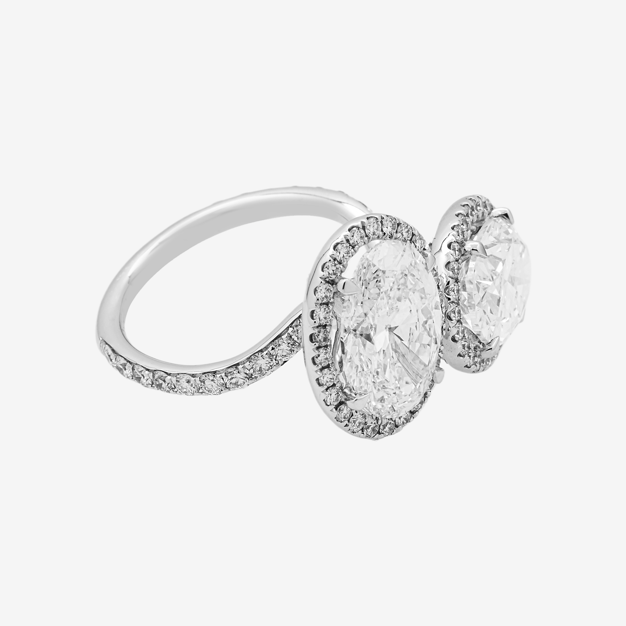 18K TWO-STONE OVAL RING IN WG