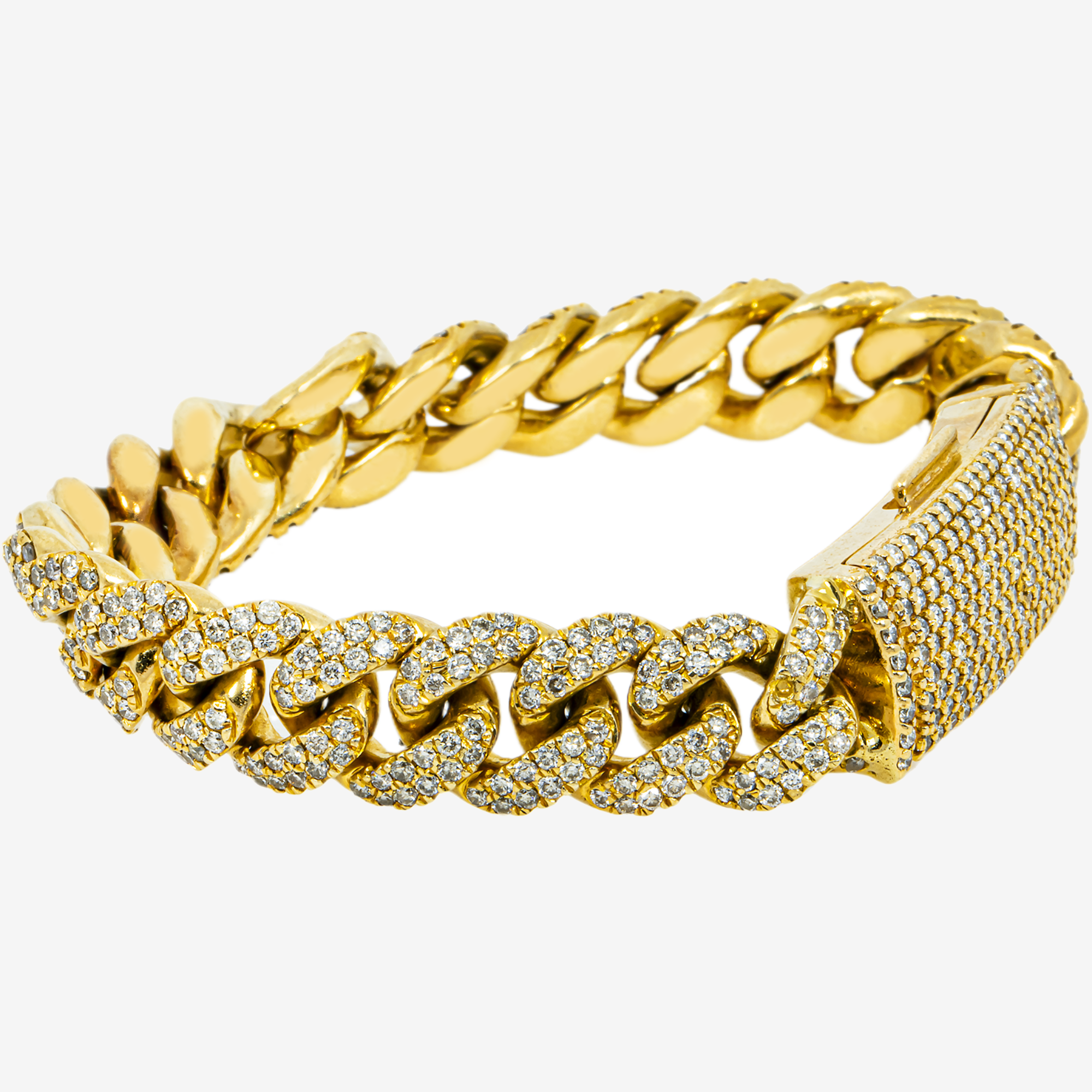 14K YELLOW GOLD 7.25" / 11.5MM CUBAN BRACELET WITH 11CT DIAMONDS