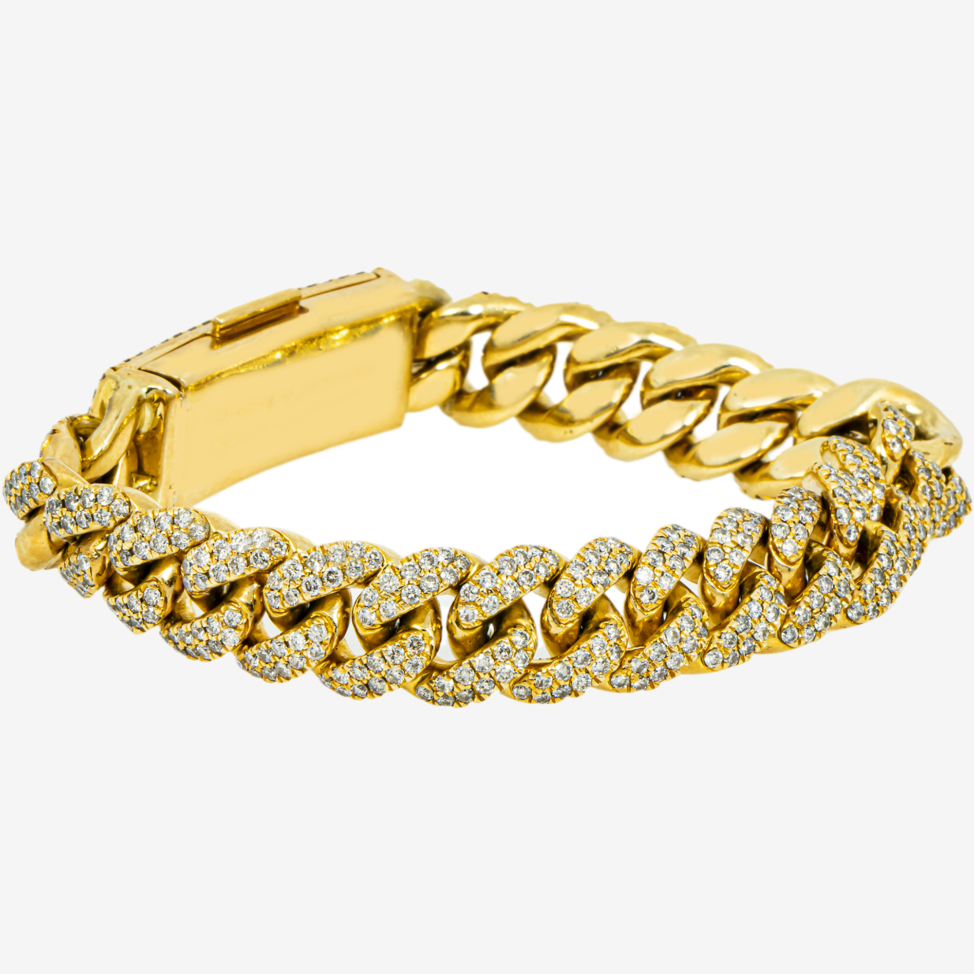 14K YELLOW GOLD 7.25" / 11.5MM CUBAN BRACELET WITH 11CT DIAMONDS