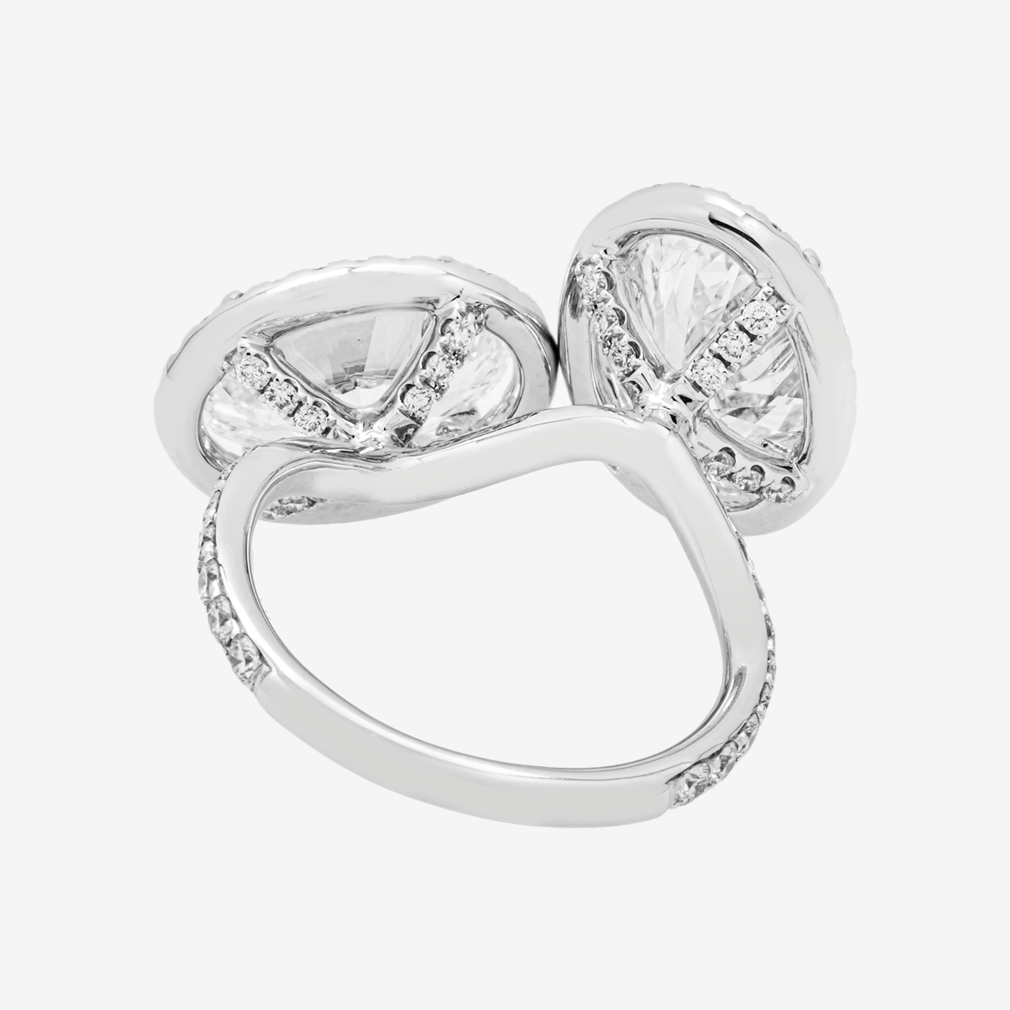 18K TWO-STONE OVAL RING IN WG