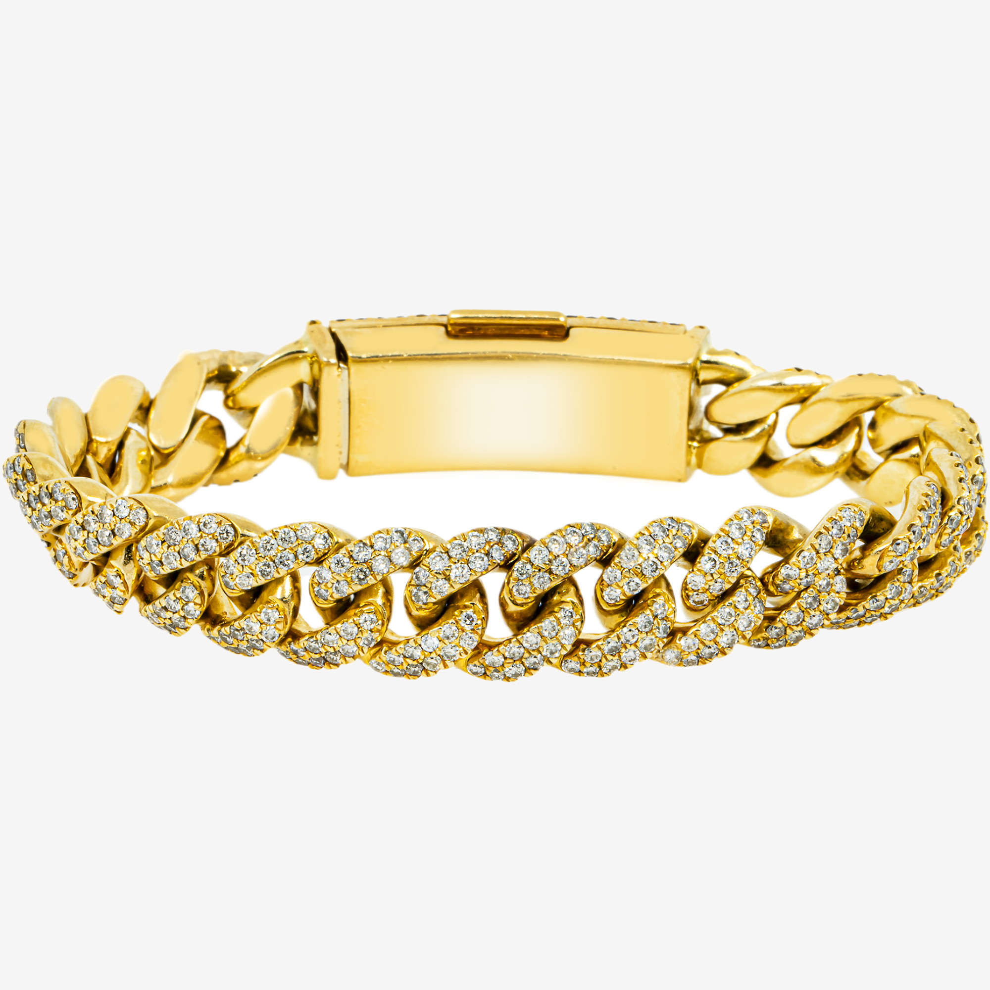 14K YELLOW GOLD 7.25" / 11.5MM CUBAN BRACELET WITH 11CT DIAMONDS