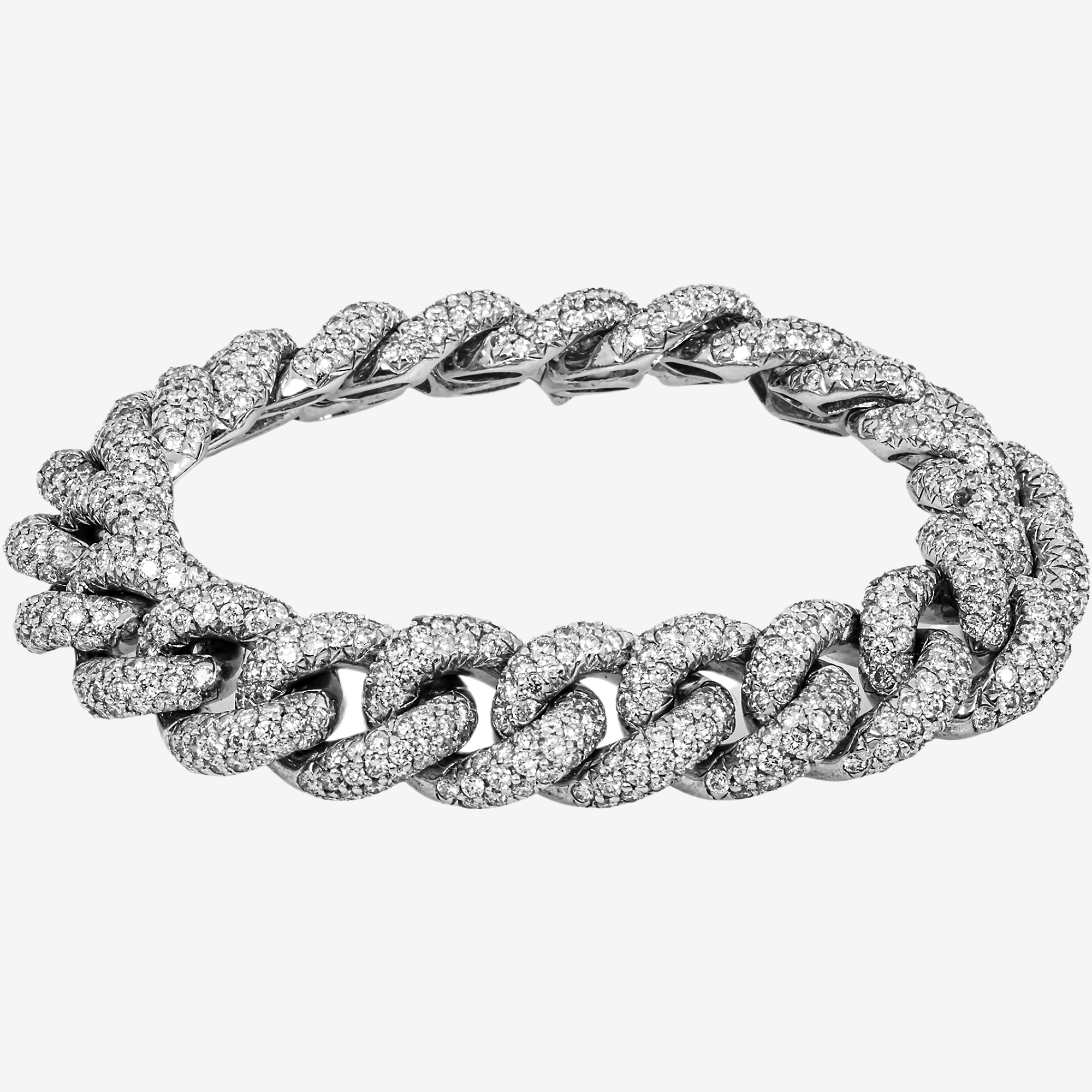 18K WHITE GOLD 7.25" / 13MM CUBAN BRACELET WITH 13CT DIAMONDS