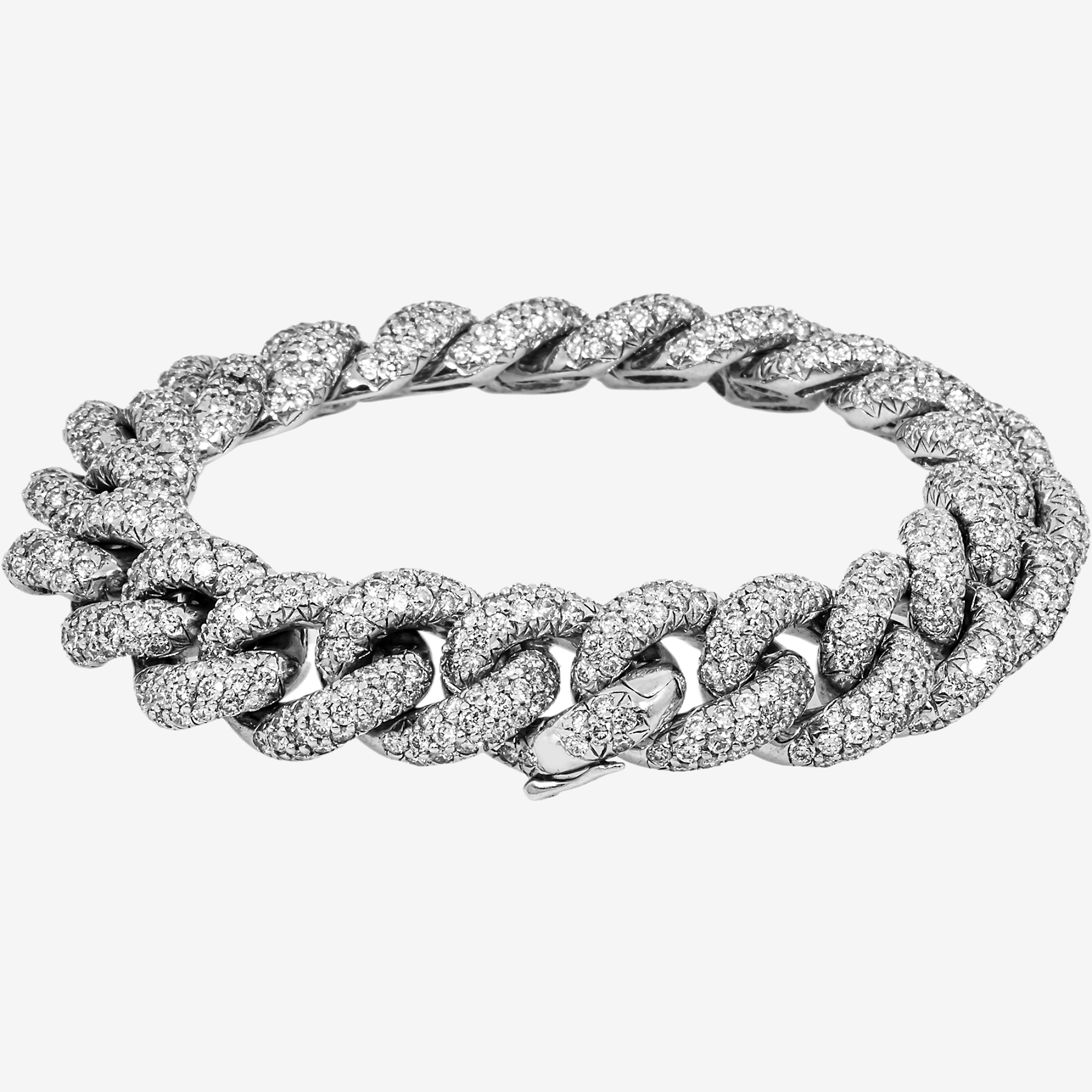 18K WHITE GOLD 7.25" / 13MM CUBAN BRACELET WITH 13CT DIAMONDS