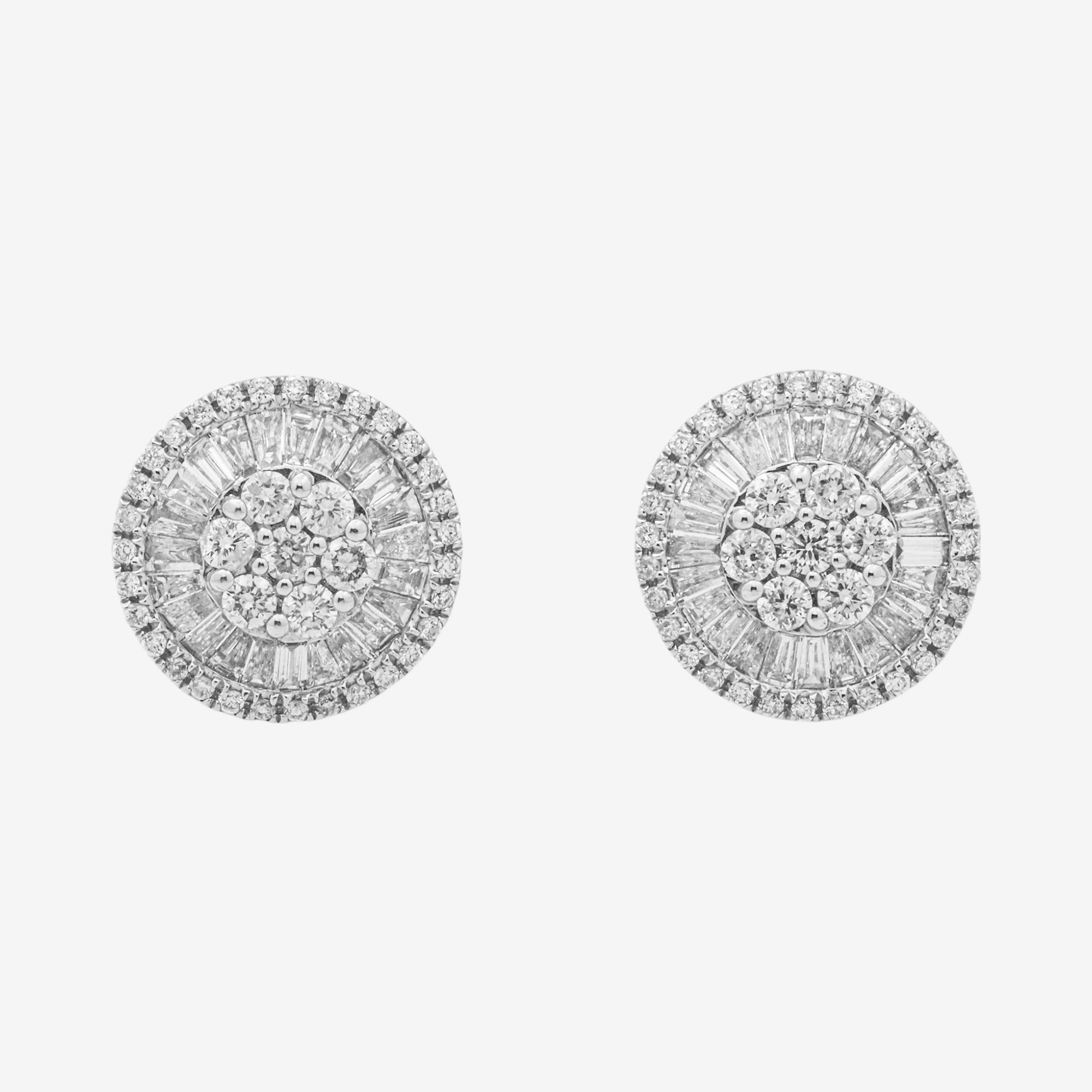 WHITE 1.2CT DIAMOND ROUND CLUSTER EARRINGS