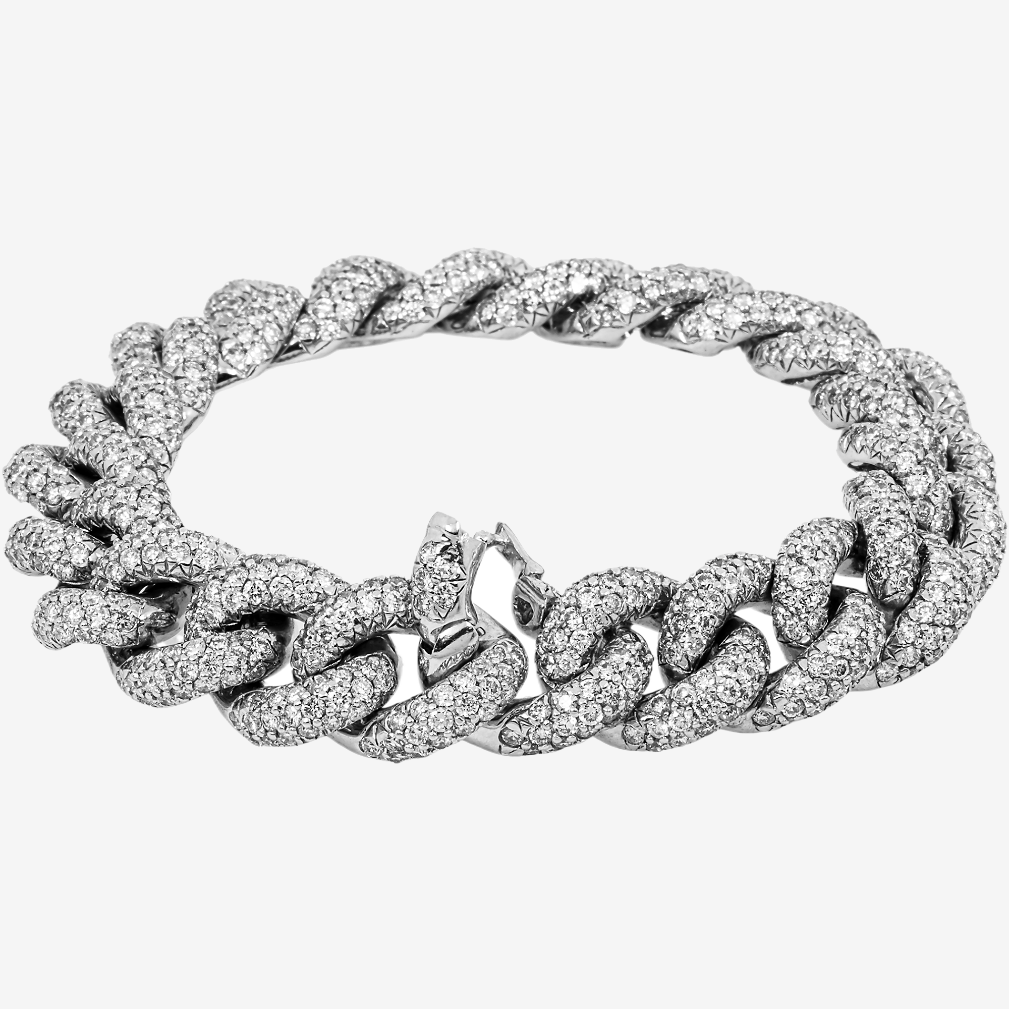 18K WHITE GOLD 7.25" / 13MM CUBAN BRACELET WITH 13CT DIAMONDS
