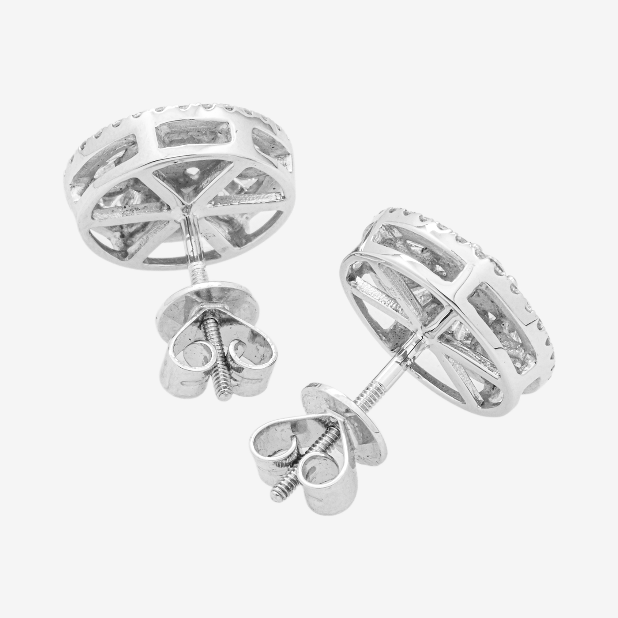 WHITE 1.2CT DIAMOND ROUND CLUSTER EARRINGS