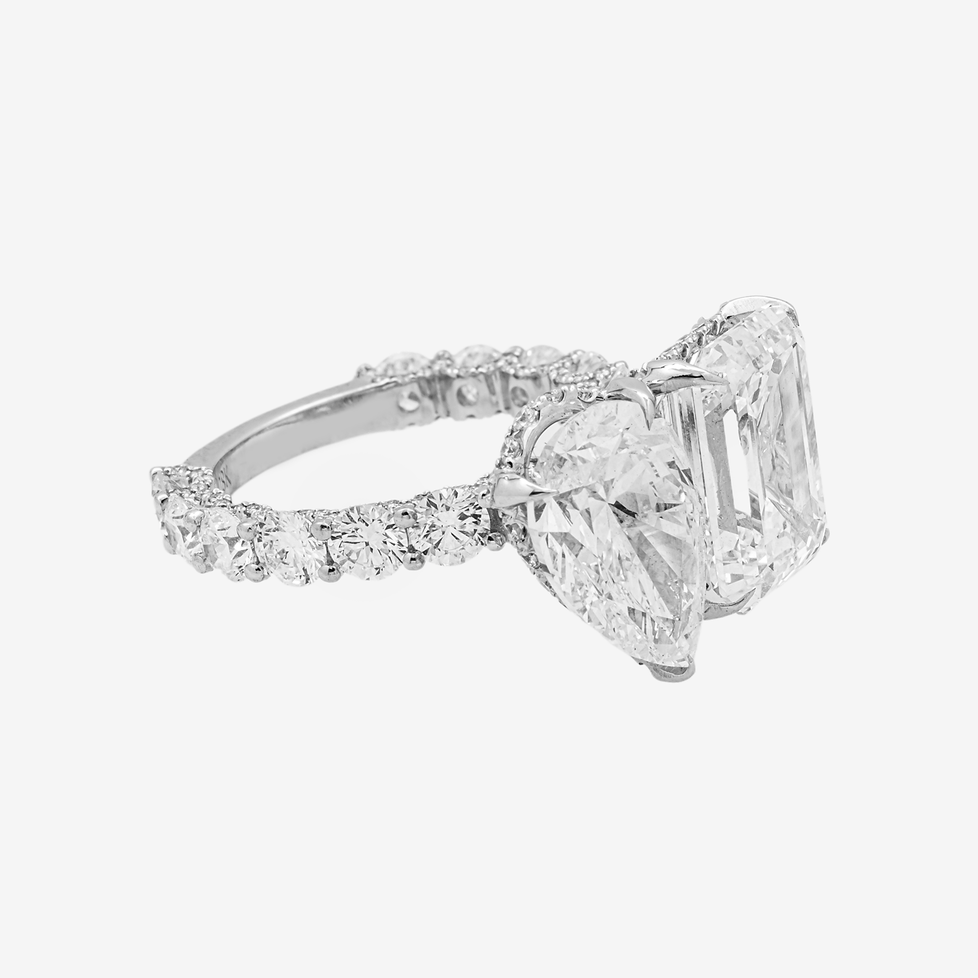 18K TWO STONE PEAR SHAPED BAGUETTE DIAMOND RING