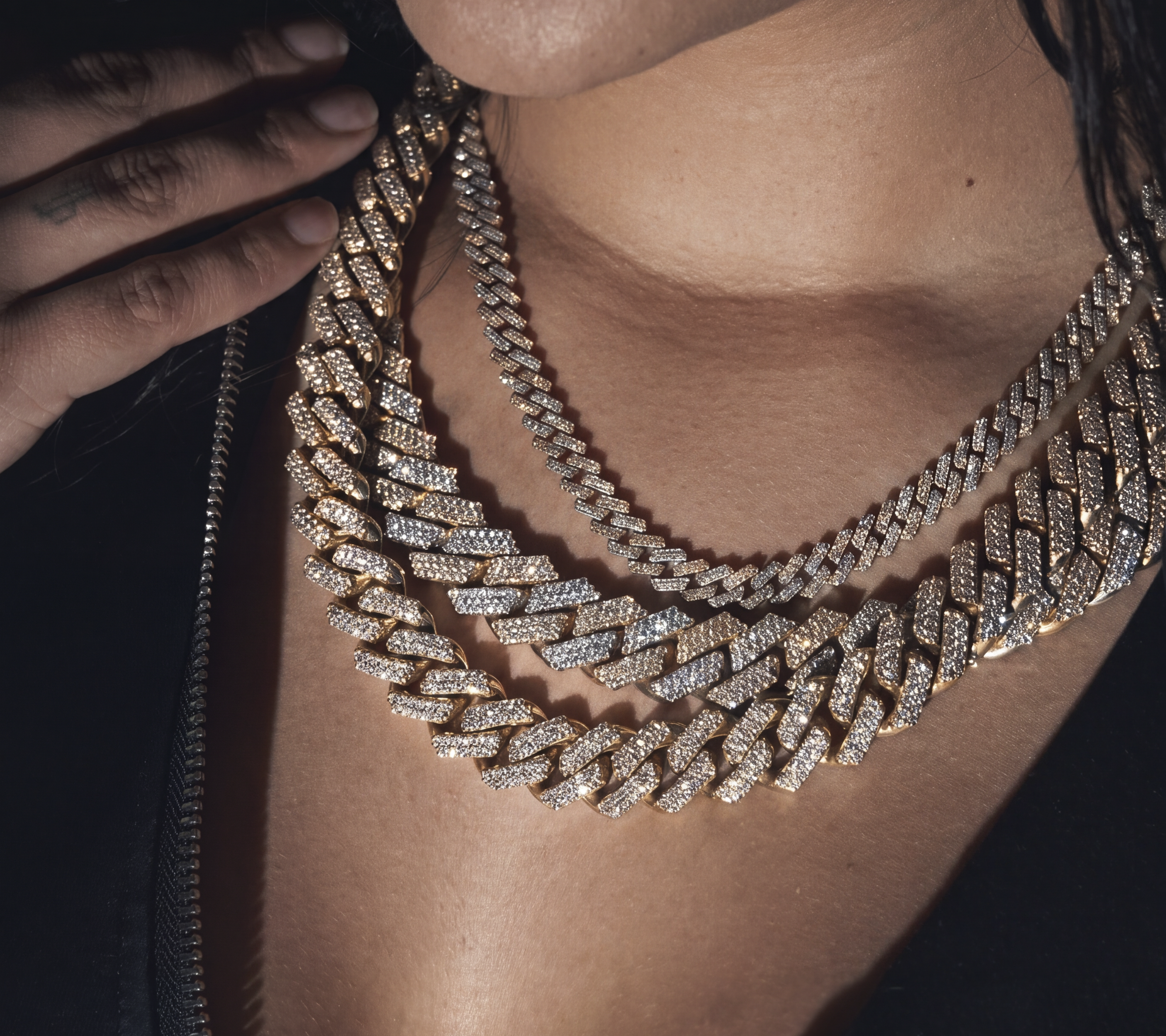 14K YG PRONG SET CUBAN LINK FULL DIAMOND CHAIN (DETAILS)