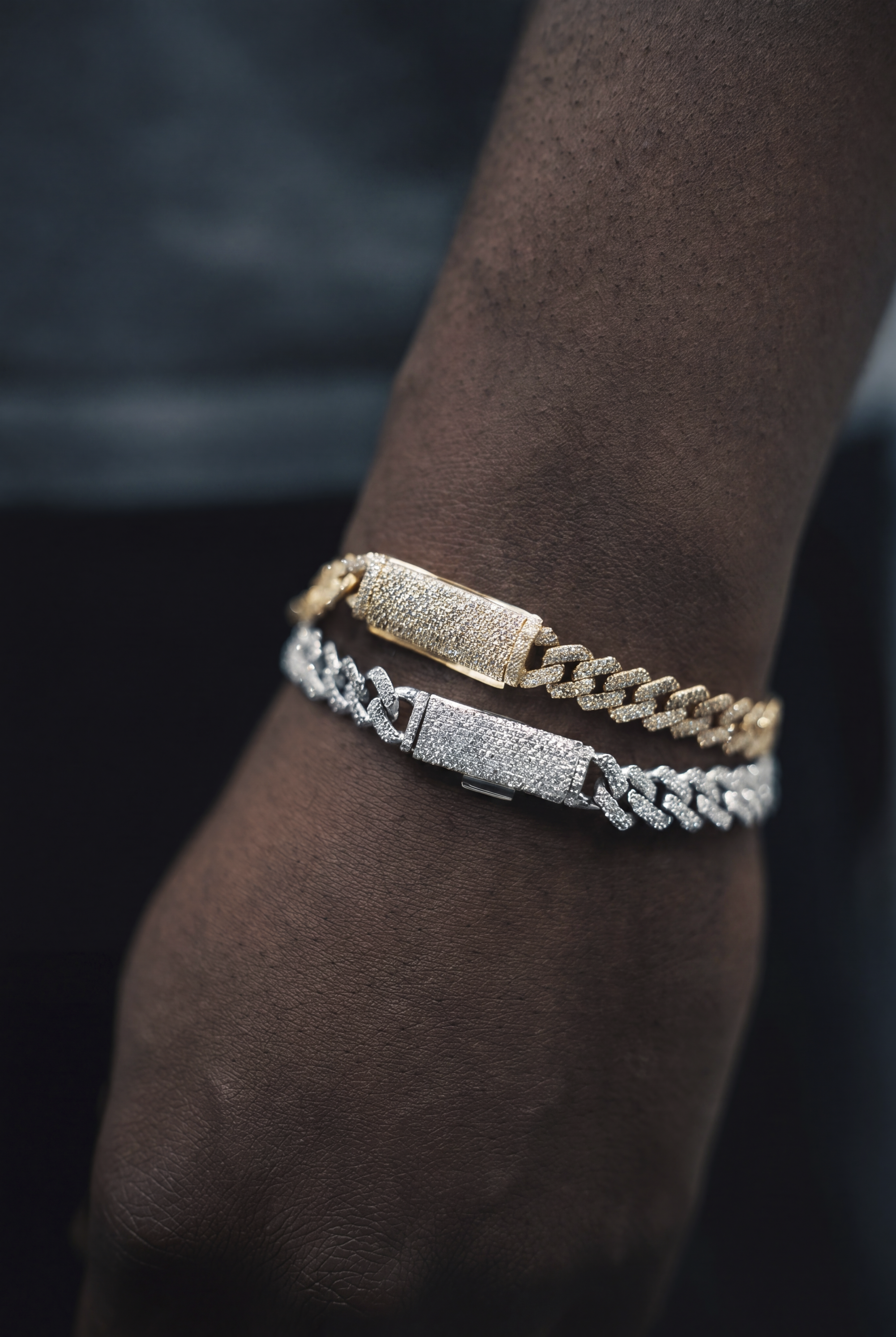 14K WG 7.5" / 8MM CUBAN LINK BRACELET WITH 4.95 CT DIAMONDS
