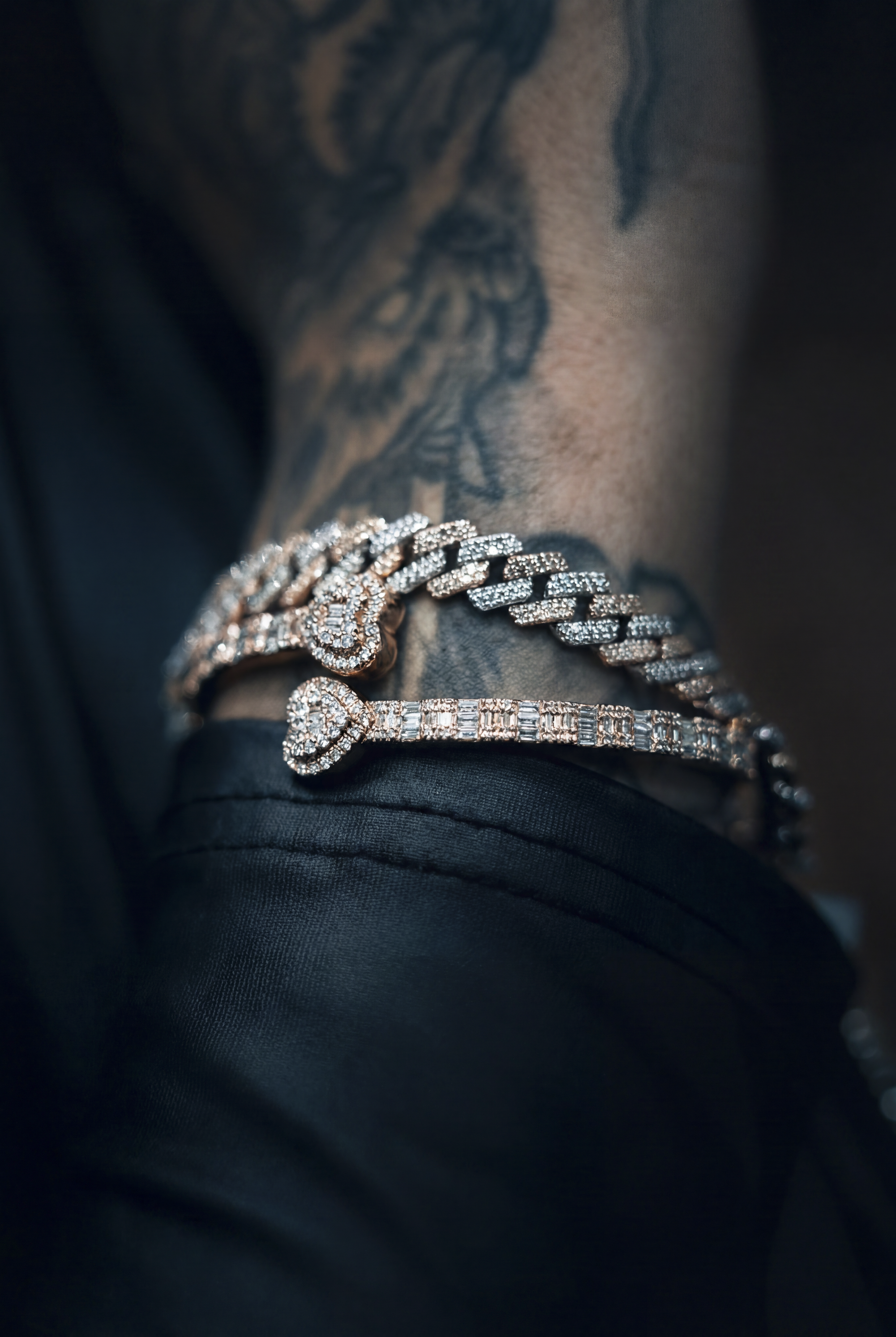 14K TWO TONE 7.5" / 8MM CUBAN LINK BRACELET WITH 4.95 CT DIAMONDS