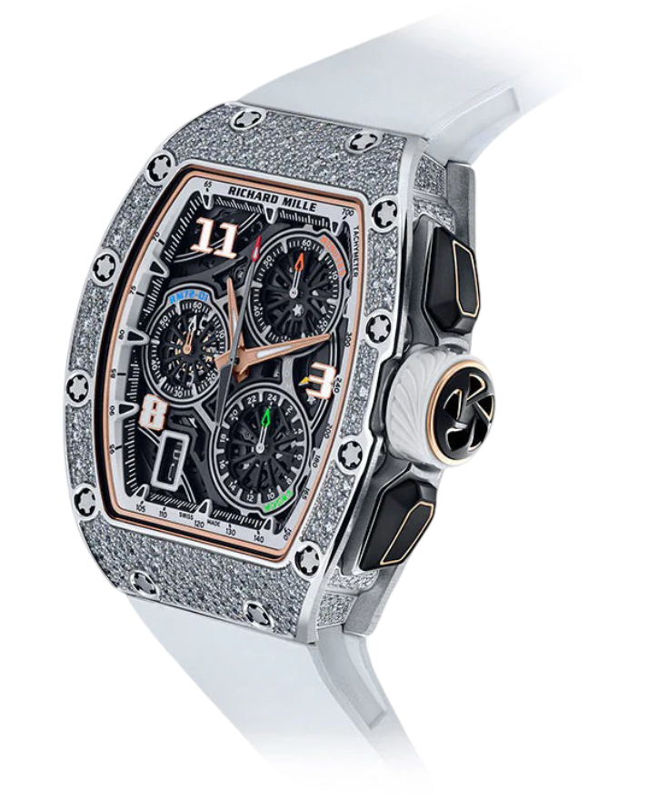 Richard Mille Lifestyle Flyback Chronograph White Gold & Snow Set Diamonds RM 72-01 - BRAND NEW