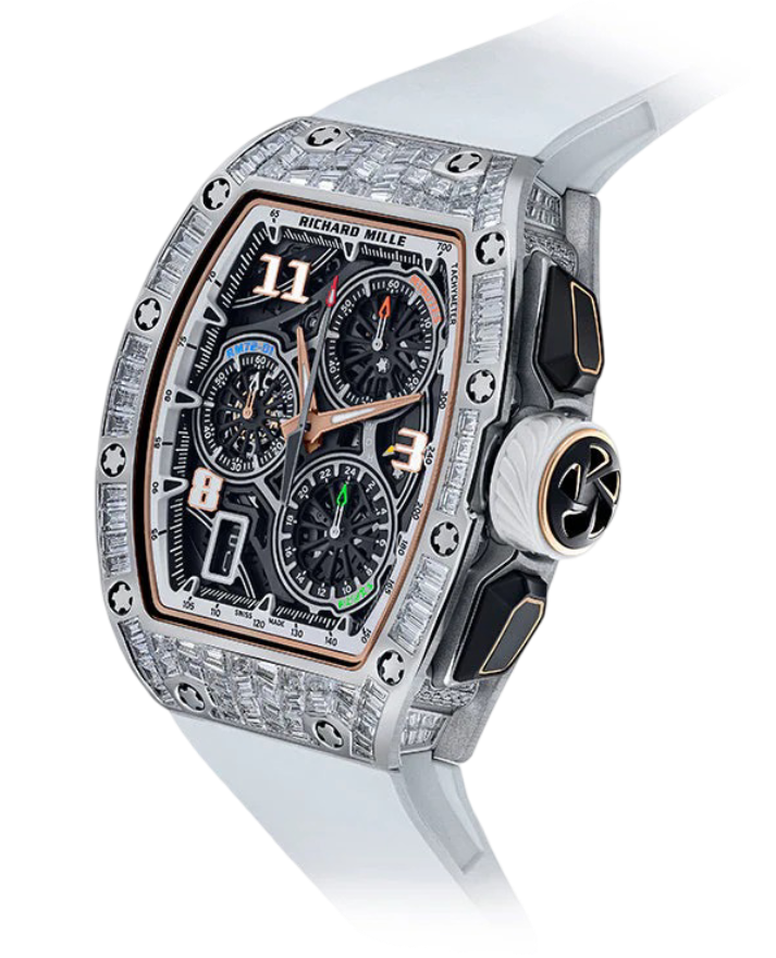Richard Mille Lifestyle Flyback Chronograph White Gold Full Baguette Set Diamonds RM 72-01 - BRAND NEW