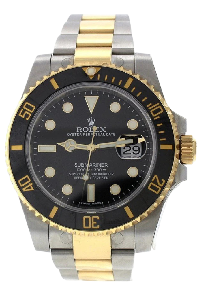 Rolex Submariner Date 40 Black Dial 18k Yellow Gold and Steel Men's Watch 116613LN 116613