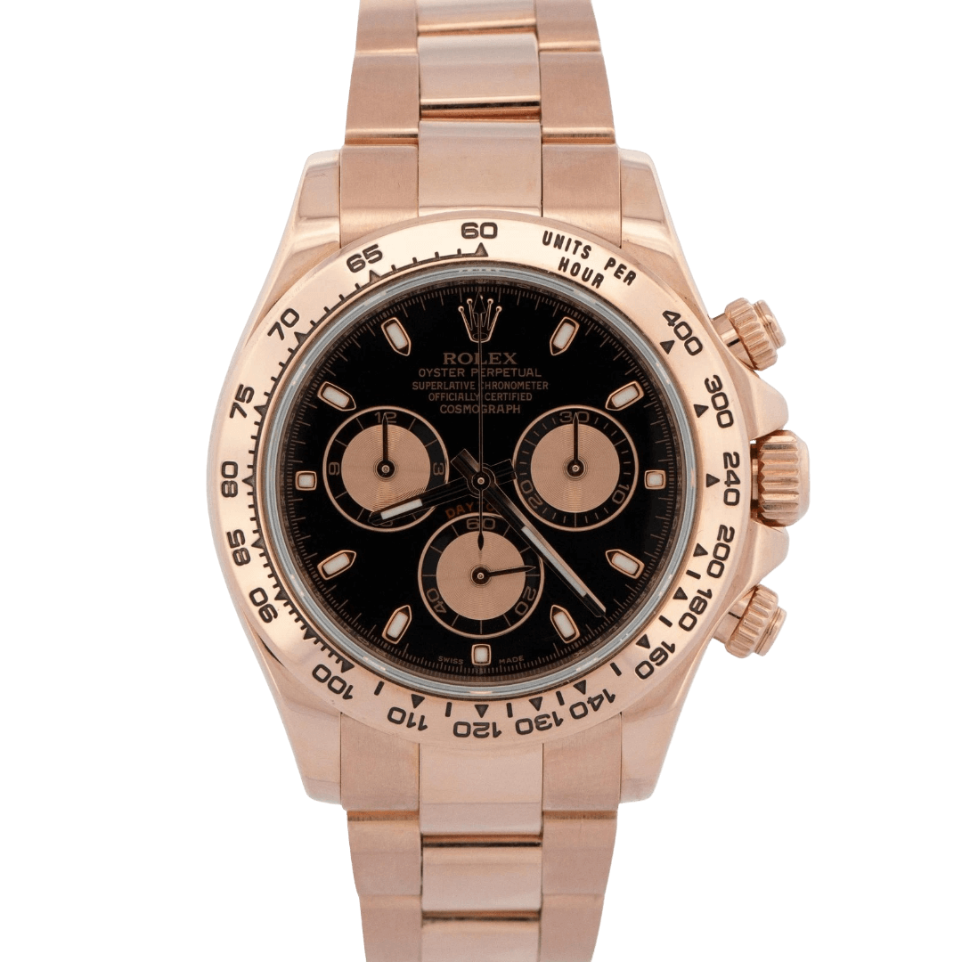 2015 PAPERS Rolex Daytona Cosmograph BLACK Sundust 40mm 18K Rose Gold 116505 BOX