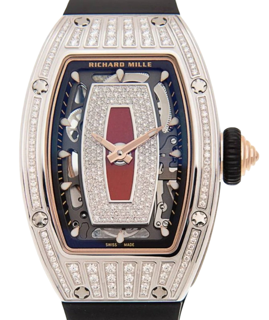 Richard Mille Lady White Gold Medium Set Diamond Jasper Dial RM 07-01